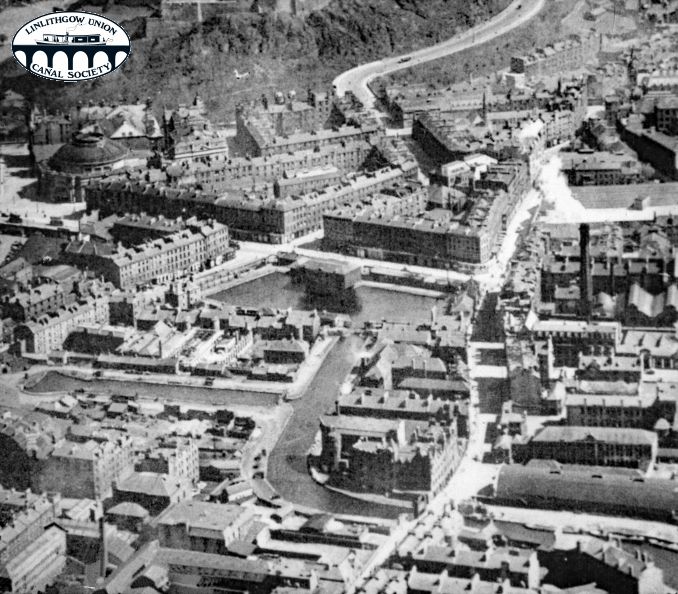 000 LUCS AV001 Aerial view Edinburgh basins c1920