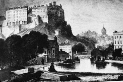 000 LUCS H0205 Drawing Edinburgh castle and canal