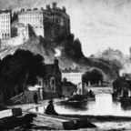 000 LUCS H0205 Drawing Edinburgh castle and canal